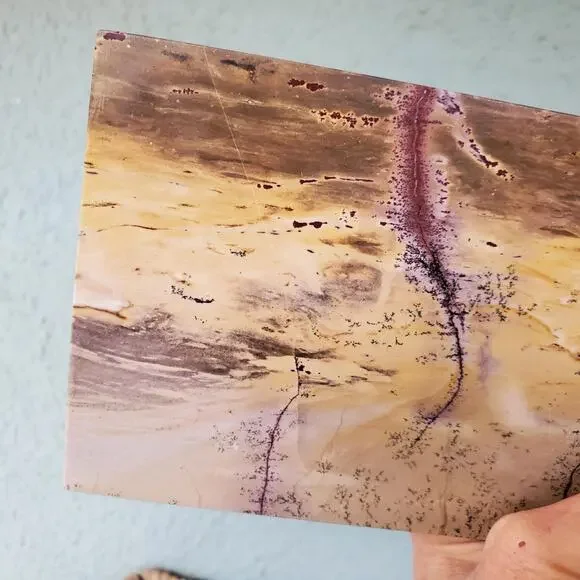 Picture Story Jasper Pink Pastel Dendritic Crystal Tile Slab 970 grams